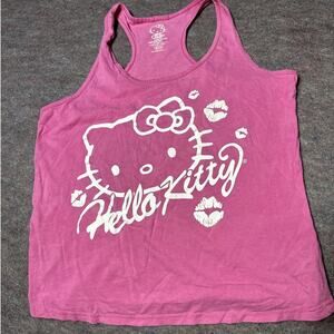 Hellow Kitty Black / Hot Pink Graphic Tank Top Junior's Size Large